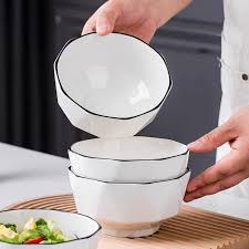6 PCS 6-Inch Japanese Style Hexagonal Ceramic Soup Bowls – Elegant, Durable, Minimalist Porcelain Bowls for Soup, Noodles, Salads & Side Dishes – Microwave & Dishwasher Safe