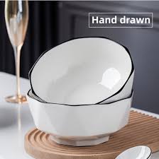 6 PCS 6-Inch Japanese Style Hexagonal Ceramic Soup Bowls – Elegant, Durable, Minimalist Porcelain Bowls for Soup, Noodles, Salads & Side Dishes – Microwave & Dishwasher Safe