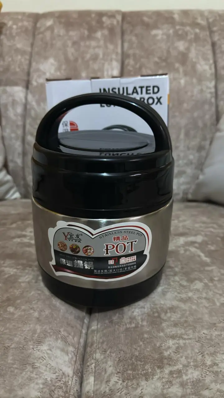 1PC Stainless Steel Lunch Box – 1000ML Insulated Food Flask Keeps Meals Hot & Fresh for 12 Hours – Ideal for Work, School, Travel & Outdoor Use