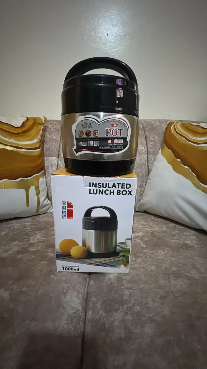 1PC Stainless Steel Lunch Box – 1000ML Insulated Food Flask Keeps Meals Hot & Fresh for 12 Hours – Ideal for Work, School, Travel & Outdoor Use