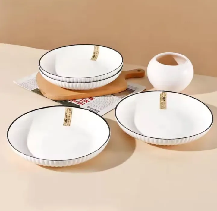 OFFER OFFER Japanese '8' Big Dinner Plates 6pcs – Premium Quality Ceramic Plate Set for Dining Elegance & Durability – Ideal for Home, Restaurants & Gifts