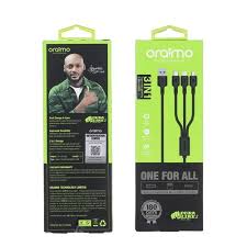 Oraimo 3 in 1 Durable Fast Charging Cable with Type-C, Lightning & Micro USB – Tangle-Free, Heavy Duty Braided Universal Charger Cord for Android & iOS Devices
