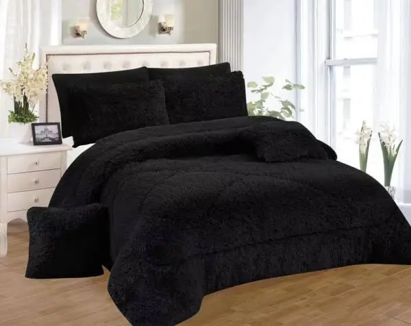 Fluffy Duvet Set 6x7 with 1 Bedsheet, 2 Pillow Cases & 2 Throw Covers – Ultra Soft, Warm & Elegant Bedding for Ultimate Comfort