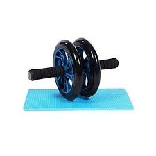 AB Wheel Double Wheel Fitness Abs Roller with Free Mat – Blue | Core Strength Trainer | Tummy Trimmer | Home Gym Exercise Equipment | Burn Belly Fat | Tone Body Fast