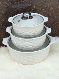 High Quality 3in1 Ceramic Soup Pots – Lead-Free, Chip-Resistant, Microwave & Dishwasher Safe Durable Cookware for Everyday Use
