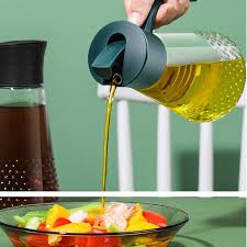 630ml BPA-Free Glass Oil Jar for Kitchen – Durable Pear-Shaped Cooking Oil Dispenser with Silicone Leak-Proof Seal and Easy-Pour Spout