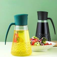 630ml BPA-Free Glass Oil Jar for Kitchen – Durable Pear-Shaped Cooking Oil Dispenser with Silicone Leak-Proof Seal and Easy-Pour Spout