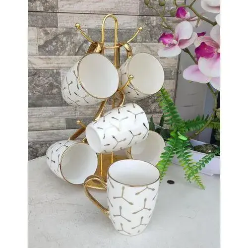 Amazing Deals! Limited Stock – Classy Ceramic Cups with Luxurious Golden Deco – Set of 6 Elegant Coffee & Tea Cups – Perfect for Gifting, Home, Office & Special Events