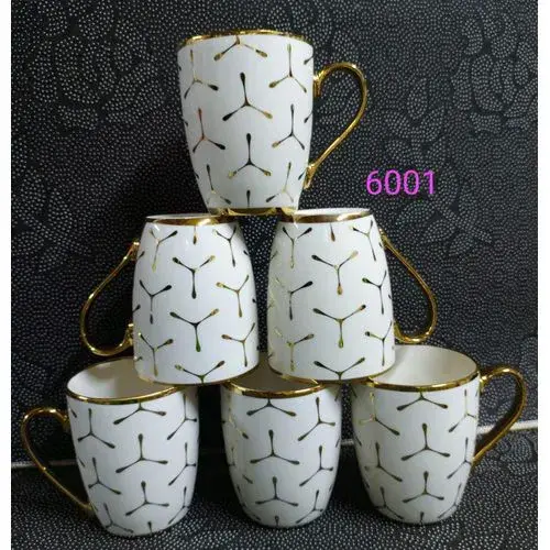 Amazing Deals! Limited Stock – Classy Ceramic Cups with Luxurious Golden Deco – Set of 6 Elegant Coffee & Tea Cups – Perfect for Gifting, Home, Office & Special Events