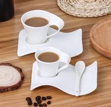 6 Pc Stylish Ceramic White Cups & Saucers Set – Elegant Wave Design, Premium Quality, Luxurious Feel, Perfect for Serving, Limited Stock – Upgrade Your Kitchen Today!