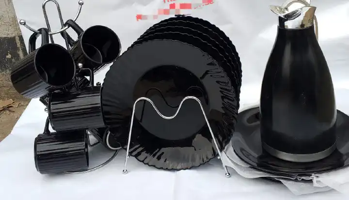 Elegant 13pcs Ceramic Dinner Set – 6 Plates, 6 Cups & Unbreakable Flask, Chip-Resistant & Microwave Safe, Perfect for Family Meals, Limited Stock – Upgrade Your Dining Experience Today!