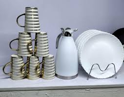 Sundabest 13pc Breakfast Set for 6 People – Durable Ceramic Cups, Plates & 2L Insulated Flask Keeps Drinks Hot, Limited Stock, Perfect for Stylish Family Meals and Cozy Tea Times