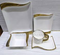 Elegant 24 PCS Wavy Gold Ceramic Dinner Set – Limited Stock! Upgrade your dining experience with durable, stylish plates and bowls that impress and last. Perfect for every occasion.