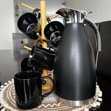 Limited Stock! Durable 2L Unbreakable Flask & 6pcs Ergonomic Tea Mugs Set – Enjoy Hot Drinks Longer with Chip-Resistant Ceramic and Comfortable Grip Handles