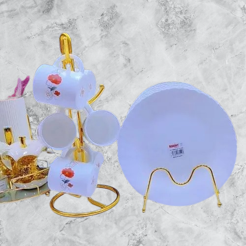 12pcs Breakfast Set - Durable Reinforced Ceramic Cups & Plates, Elegant Design for Perfect Morning Meals, Limited Stock - Upgrade Your Table with Style & Strength Today