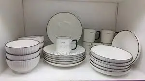 Concise Ceramic Dinner Set 24Pcs – Durable, Elegant, Heavy-Duty Plates & Cups Perfect for Family Meals and Special Occasions, Elevate Your Dining Experience Today