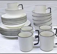 Concise Ceramic Dinner Set 24Pcs – Durable, Elegant, Heavy-Duty Plates & Cups Perfect for Family Meals and Special Occasions, Elevate Your Dining Experience Today