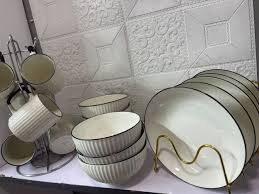 24pcs Japanese Style Heavy Ceramic Dinner Set – Elegant Durable Stoneware Plates, Bowls & Cups Service for 6, Complete Dining Collection for Family Meals, Homes & Gifting