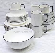 24pcs Japanese Style Heavy Ceramic Dinner Set – Elegant Durable Stoneware Plates, Bowls & Cups Service for 6, Complete Dining Collection for Family Meals, Homes & Gifting