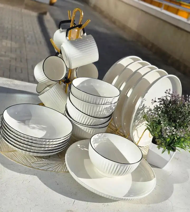 Elegant 24-Piece Ceramic Dinner Set – Complete Tableware for Family Meals, Parties & Everyday Dining with Durable, Stylish Plates, Bowls, and Cups for Effortless Hosting
