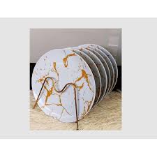 6PCS Nordic Marble Ceramic Dinner Plates Set – Luxury White & Black Veined Porcelain Tableware for Steak, Pasta, Salad & Everyday Dining with Free Gift Included