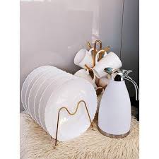 13-Piece Ceramic Dinner Set with 6 Plates, 6 Cups & 2L Unbreakable Flask – Stylish, Durable Tableware for Everyday Meals, Family Dining & Entertaining with Safe, Long-Lasting Materials