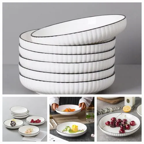 Perfect Quality 6-Piece Ceramic Dinner Plates Set – Elegant Plain White Tableware for Everyday Use, Easy to Clean, Durable, and Stylish for Home, Dining & Special Occasions