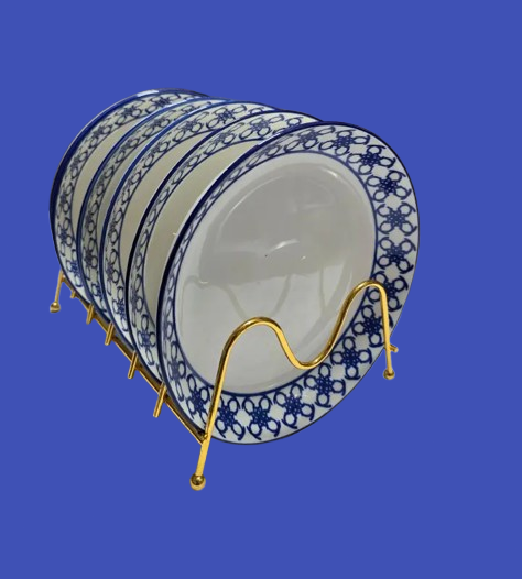 8 Inch 6pcs Unique Ceramic Dinner Plates Set – Durable White Ceramic with Red Prints, Custom Stylish Design for Elegant Dining, Family Meals & Special Occasions