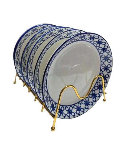 8 Inch 6pcs Unique Ceramic Dinner Plates Set – Durable White Ceramic with Red Prints, Custom Stylish Design for Elegant Dining, Family Meals & Special Occasions