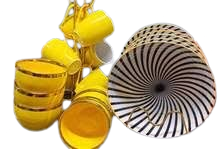 18-Piece Yellow Ceramic Dinner Set with Gold Rim – Elegant, Durable Tableware for Daily Use & Special Occasions, Easy-to-Clean Luxury Ceramic Plates, Bowls, and Cups