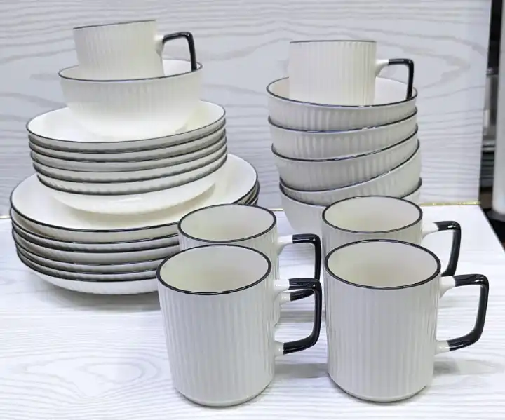 CONCISE 24-Piece Ceramic Dinnerware Set – Stylish, Durable Plates, Bowls & Mugs for Modern Kitchens, Family Meals & Elegant Dining Experiences