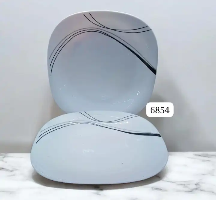 Set of 6 Heavy Glossy Ceramic Square Dinner Plates – Durable, Elegant Square Tableware for Everyday Meals, Dishwasher & Microwave Safe, Perfect for Home, Office & Special Occasions