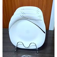 Set of 6 Heavy Glossy Ceramic Square Dinner Plates – Durable, Elegant Square Tableware for Everyday Meals, Dishwasher & Microwave Safe, Perfect for Home, Office & Special Occasions