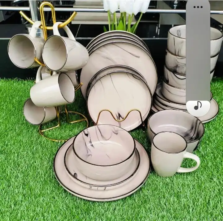 Elegant 24-Piece Ceramic Dinner Set – High-Quality, Stylish Tableware for Everyday Use, Easy to Clean, Perfect for Family Meals, Entertaining Guests, and Special Occasions