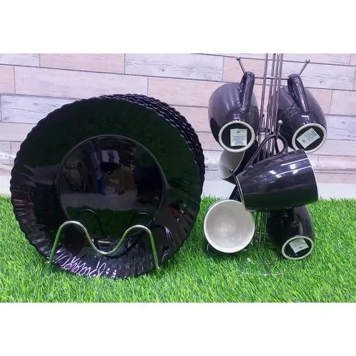 Sundabest 12pcs Ceramic Dinner Set – 6 Mugs & 6 Plates, Durable, Stylish, Microwave & Dishwasher Safe for Daily Use and Elegant Table Presentation