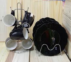 Sundabest 12pcs Ceramic Dinner Set – 6 Mugs & 6 Plates, Durable, Stylish, Microwave & Dishwasher Safe for Daily Use and Elegant Table Presentation