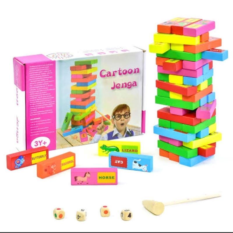 Children's Cartoon Themed Jenga - Fun and Educational Building Blocks Game