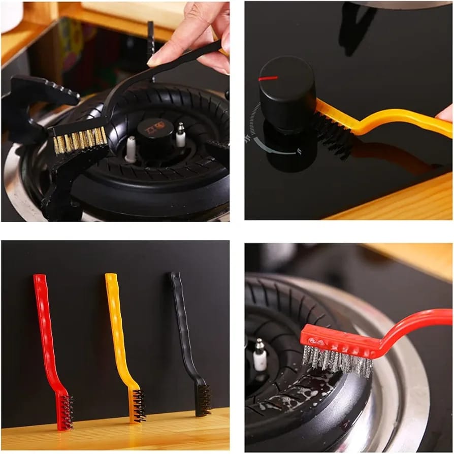3pc Wire Cleaning Brush Set  Mini Copper, Stainless Steel, Nylon Brushes