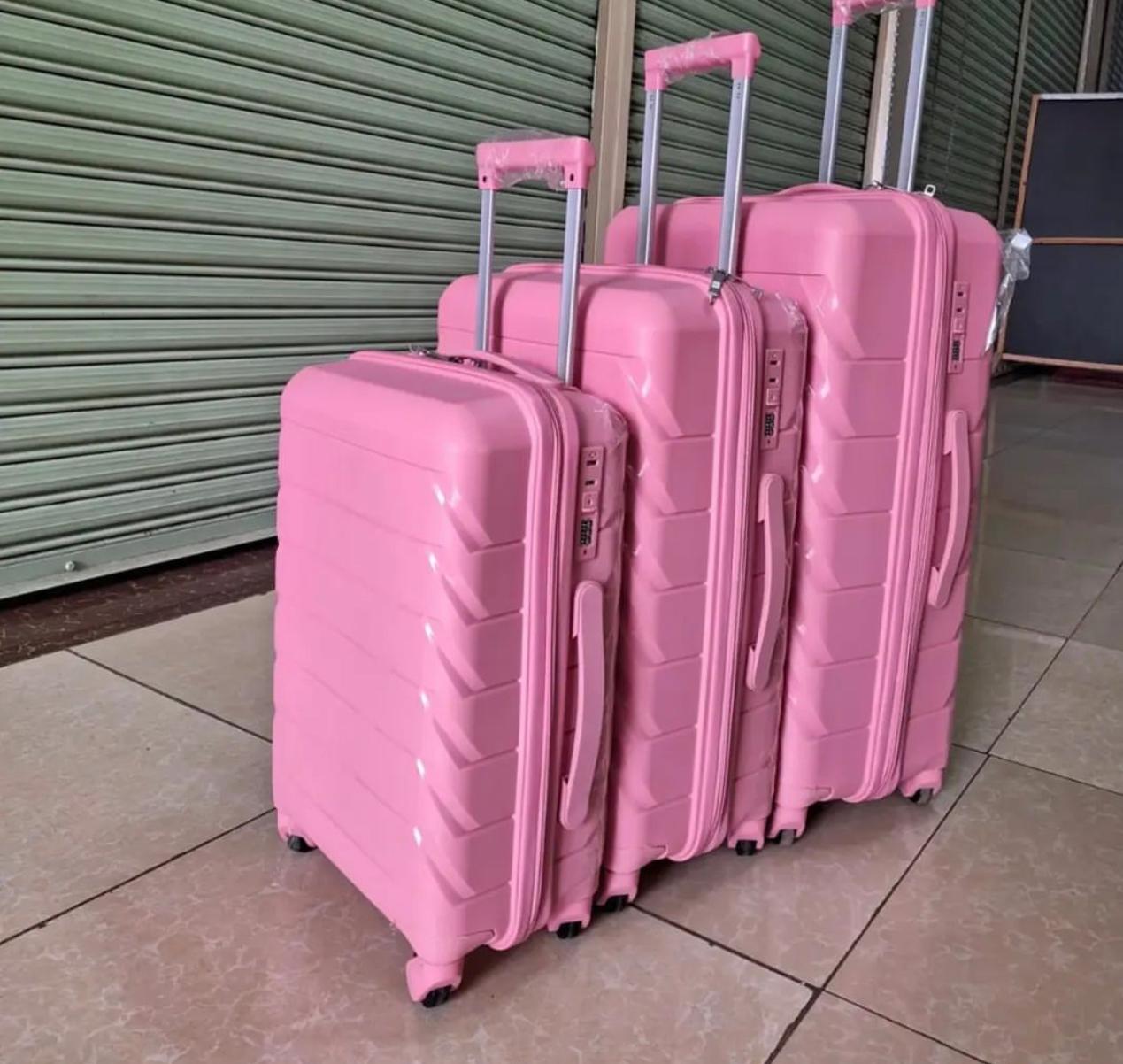 3-in-1 Unbreakable PP Suitcases Set – Zipper Closure, 360° Spinner Wheels, Telescopic Handle, Compression Straps, Superior Quality in Three Heights