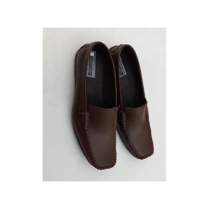ELEGANT Men's PURE Leather Loafer Shoes/BROWN
