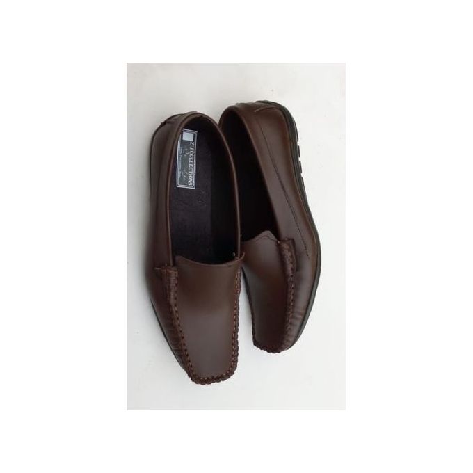ELEGANT Men's PURE Leather Loafer Shoes/BROWN