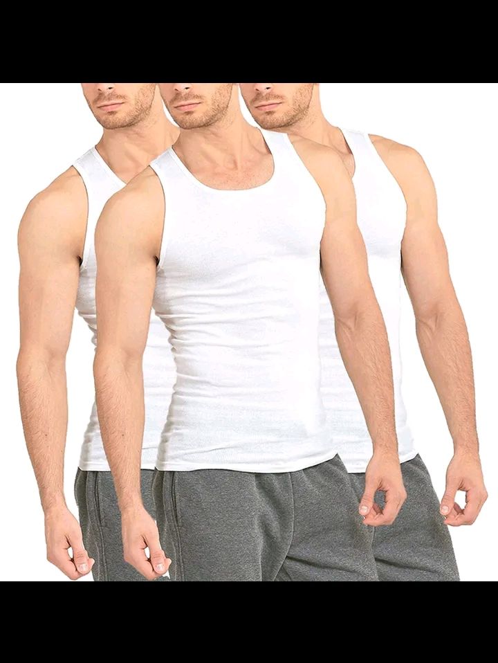 Cotton Men's Fitted Vest(3pcs)- White