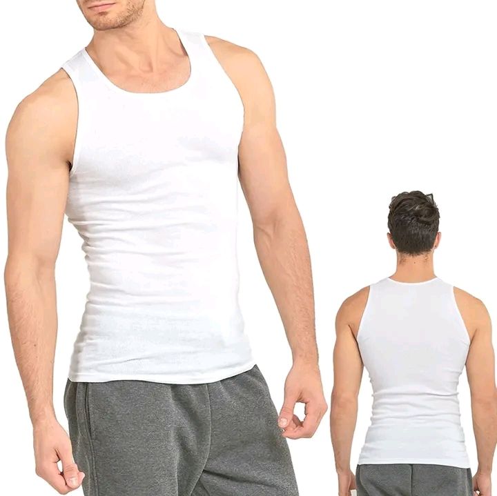 Cotton Men's Fitted Vest(3pcs)- White