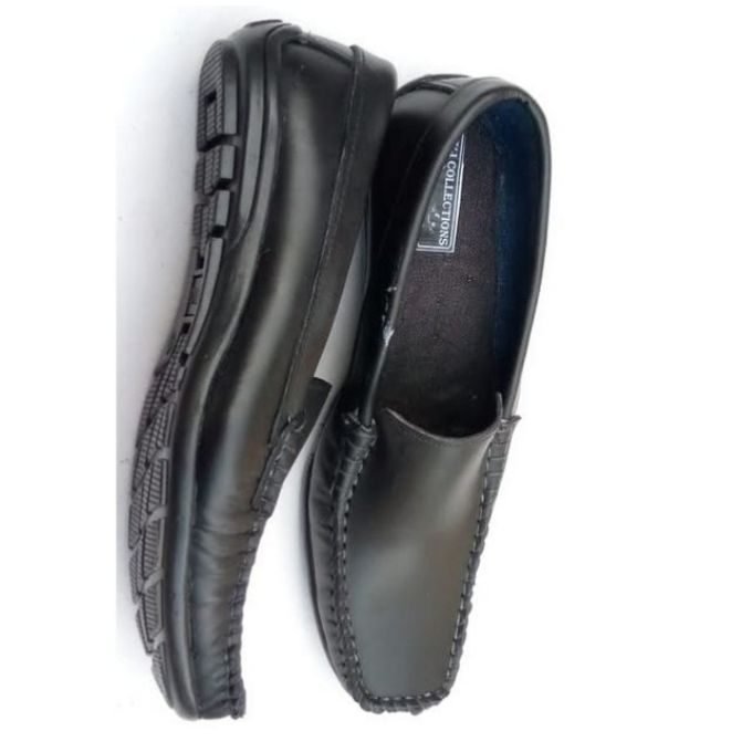 Mens Official Genuine Leather Loafers Shoes Black