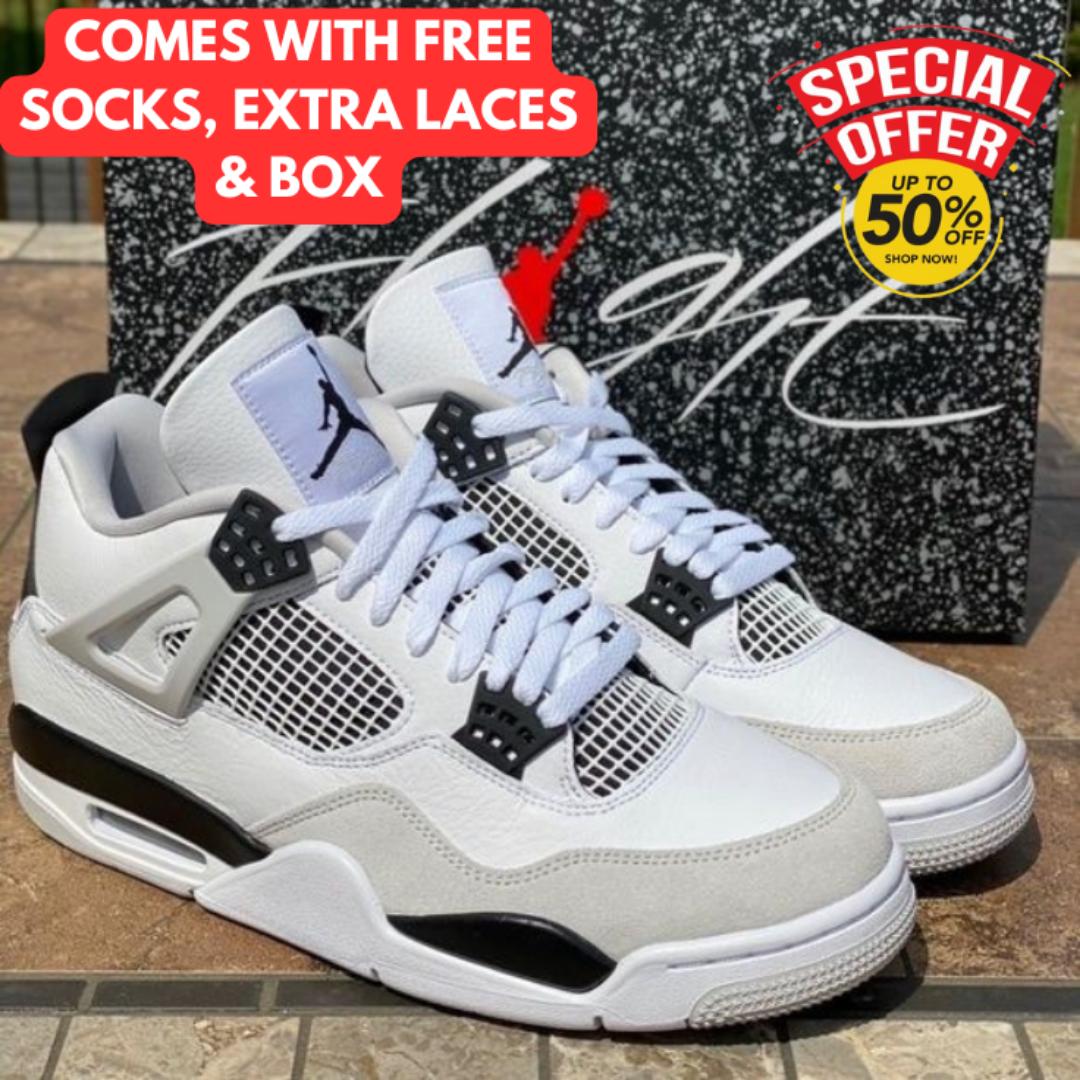 ORIGINAL AIR JORDAN 4 RETRO, MILITARY BLACK AND WHITE (BEST SHOP FOR AIRFORCE, AIR FORCE, AIR JORDAN, AIR MAX, AIRMAX)