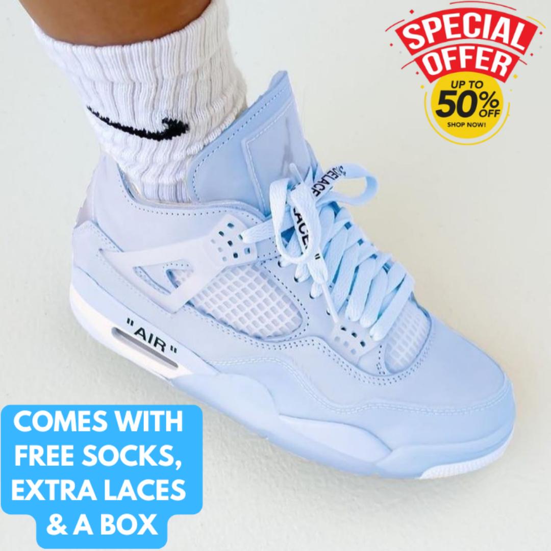 🔥(On offer) 🔥AIR JORDAN 4 RETRO LIGHT BLUE (BEST SHOP FOR AIRFORCE, AIR FORCE, AIR JORDAN, AIR MAX, AIRMAX AND ALL OTHER FASHIONABLE/HIGH QUALITY SNEAKERS    (generic)