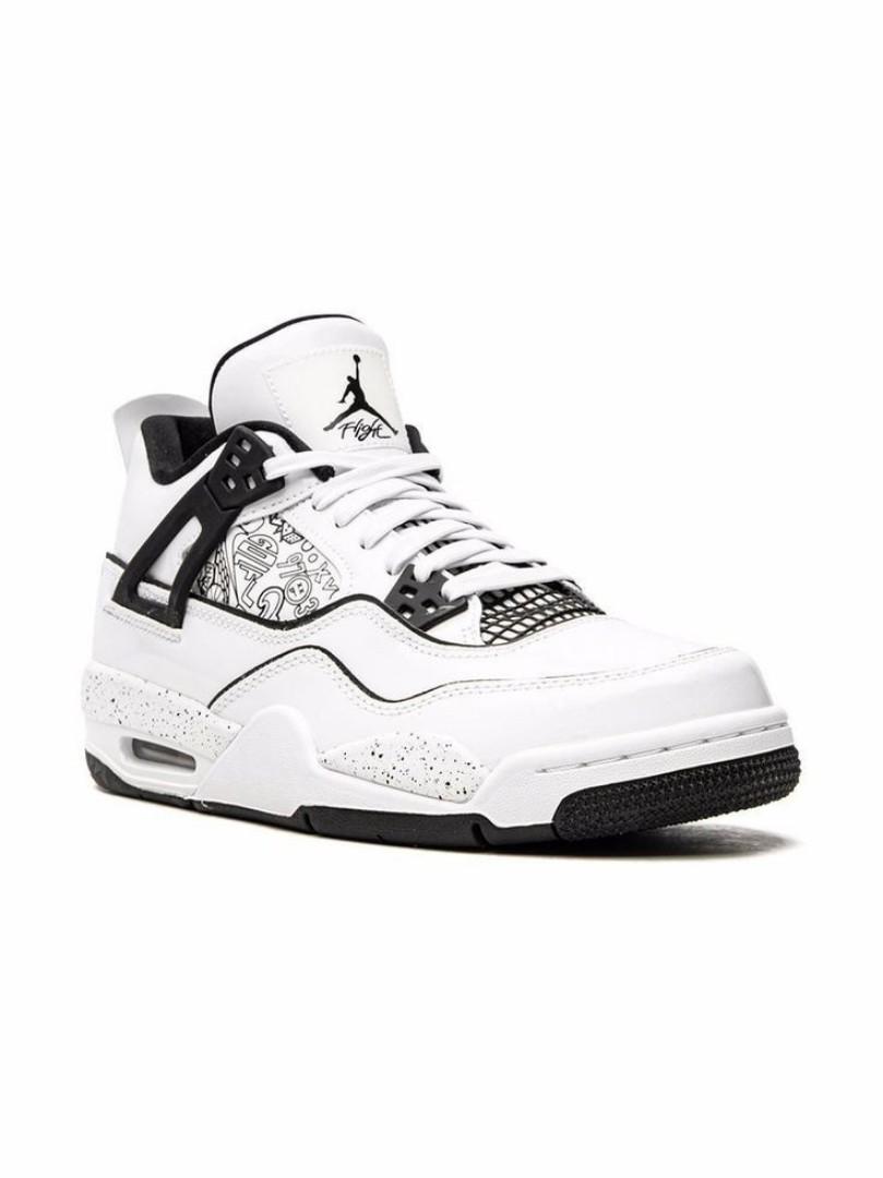ORIGINAL AIR JORDAN 4 RETRO WHITE BLACK DIY (BEST SHOP FOR AIRFORCE, AIR FORCE, AIR JORDAN, AIR MAX, AIRMAX AND ALL OTHER FASHIONABLE/HIGH QUALITY SNEAKERS)