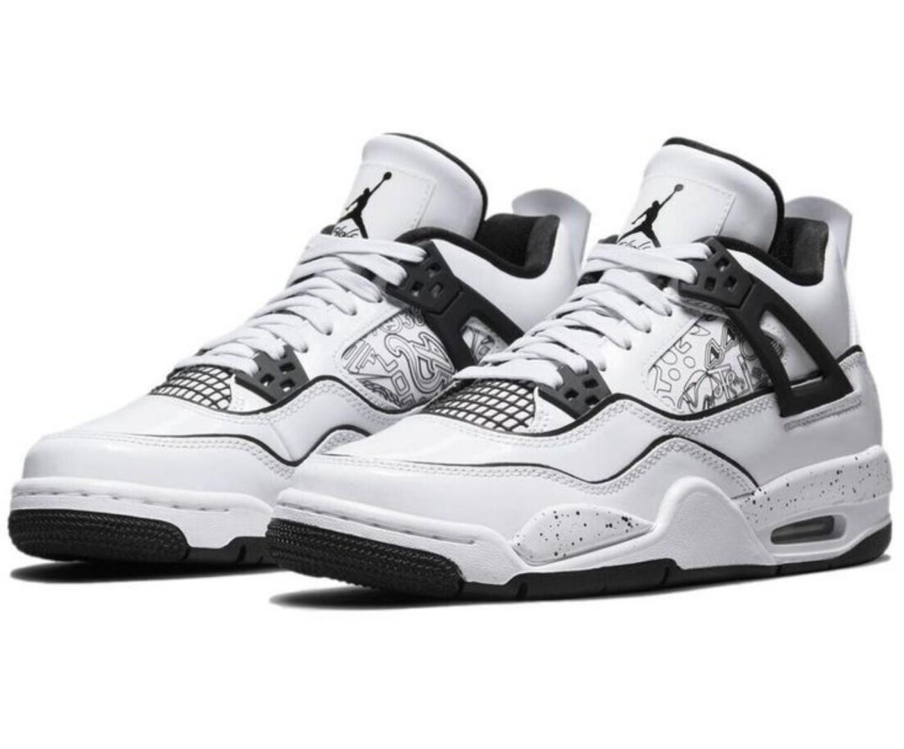 ORIGINAL AIR JORDAN 4 RETRO WHITE BLACK DIY (BEST SHOP FOR AIRFORCE, AIR FORCE, AIR JORDAN, AIR MAX, AIRMAX AND ALL OTHER FASHIONABLE/HIGH QUALITY SNEAKERS)