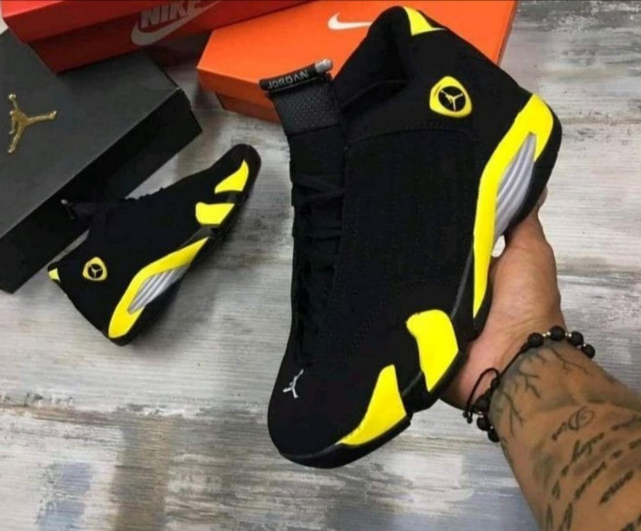 ORIGINAL AIR JORDAN 14 RETRO, WHITE, YELLOW RED, BLACK (BEST SHOP FOR AIRFORCE 1, AIR FORCE, AIR JORDAN, AIR MAX, AIRMAX, ADIDAS)
