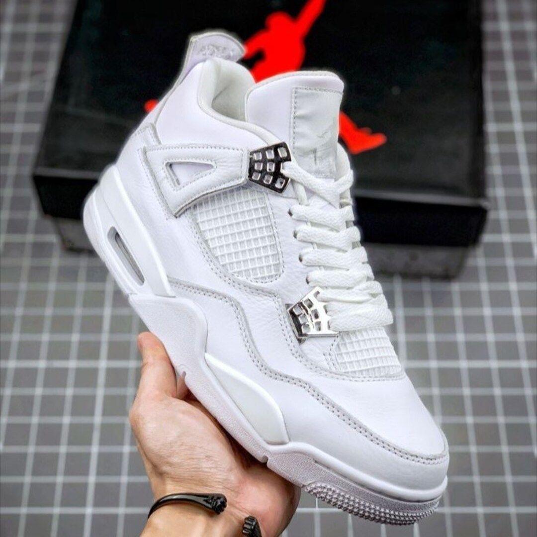 ORIGINAL AIR JORDAN  4 RETRO, FULL WHITE CUSTOMIZED JORDAN, COLOUR BLACK ,HIGH QUALITY SNEAKERS. JORDAN Best shop for Airforce, Air jordan, Airmax tn, Air force sneakers)